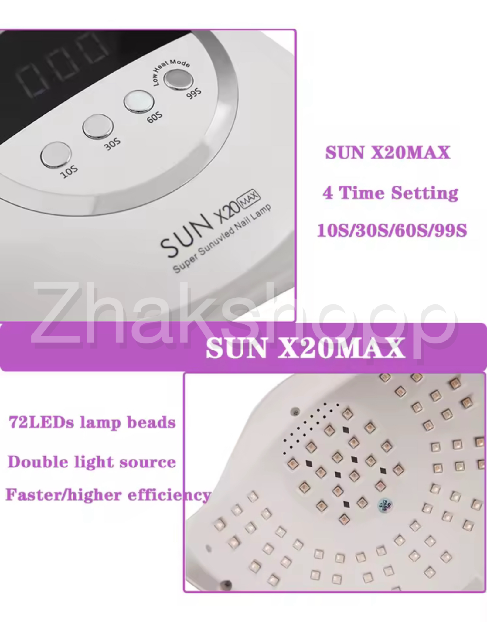 دستگاه یووی سان مدل x20 max دارای 72 Led با قدرت 330 وات