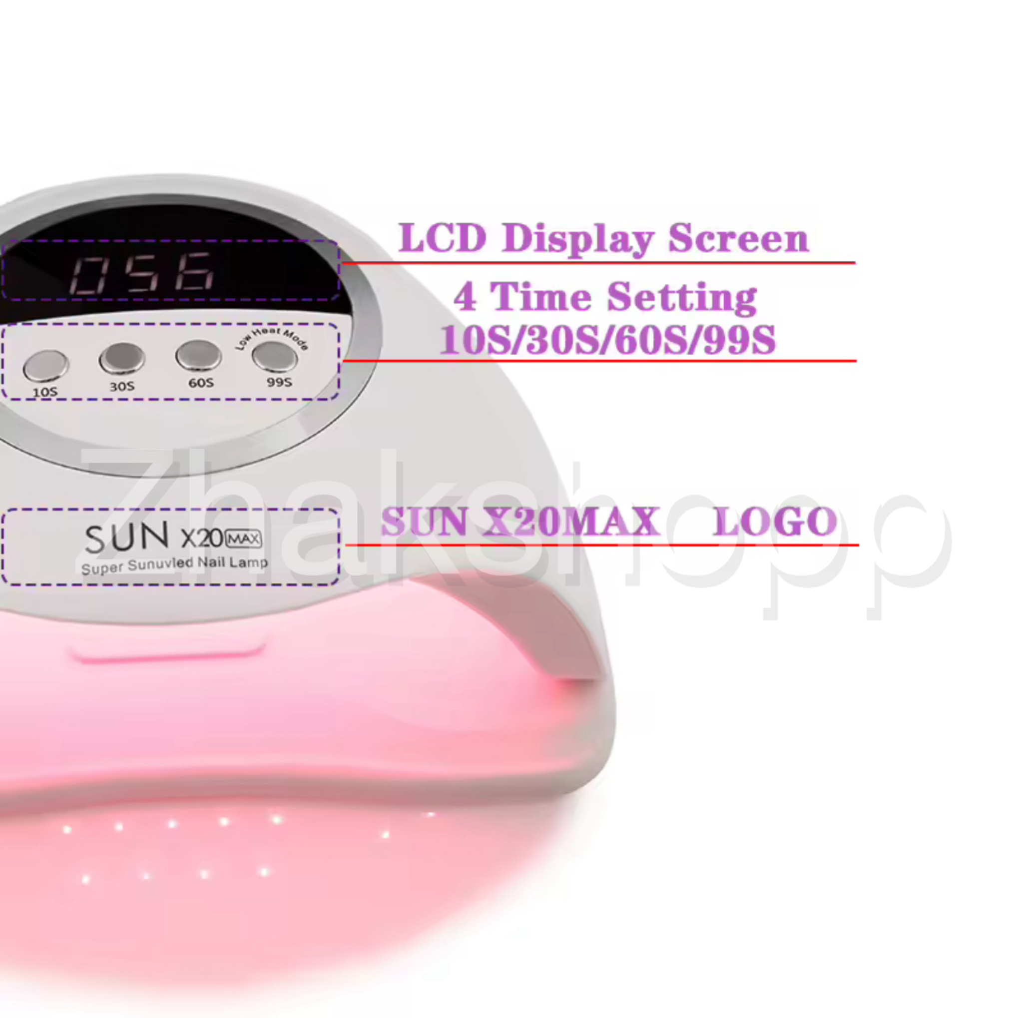 دستگاه یووی سان مدل x20 max دارای 72 Led با قدرت 330 وات