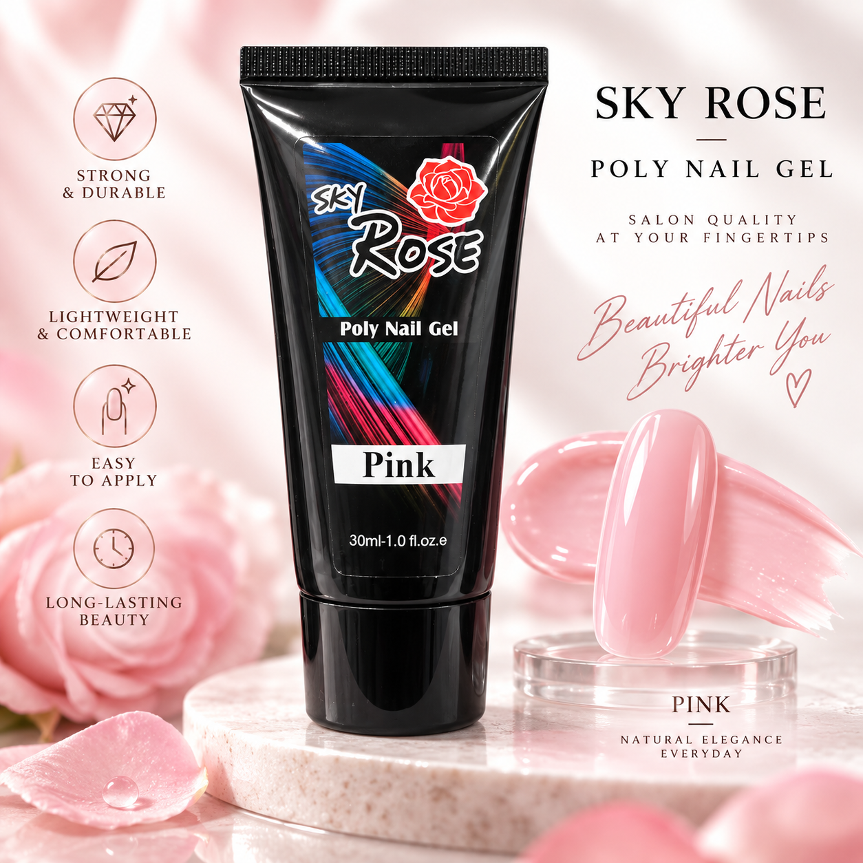 پلی ژل sky rose حجم ۳۰ میل رنگ صورتی Pink
