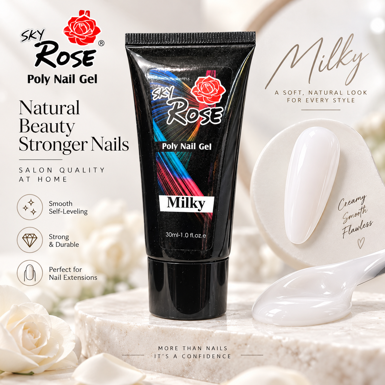 پلی ژل sky rose حجم ۳۰ میل رنگ شیری Milky